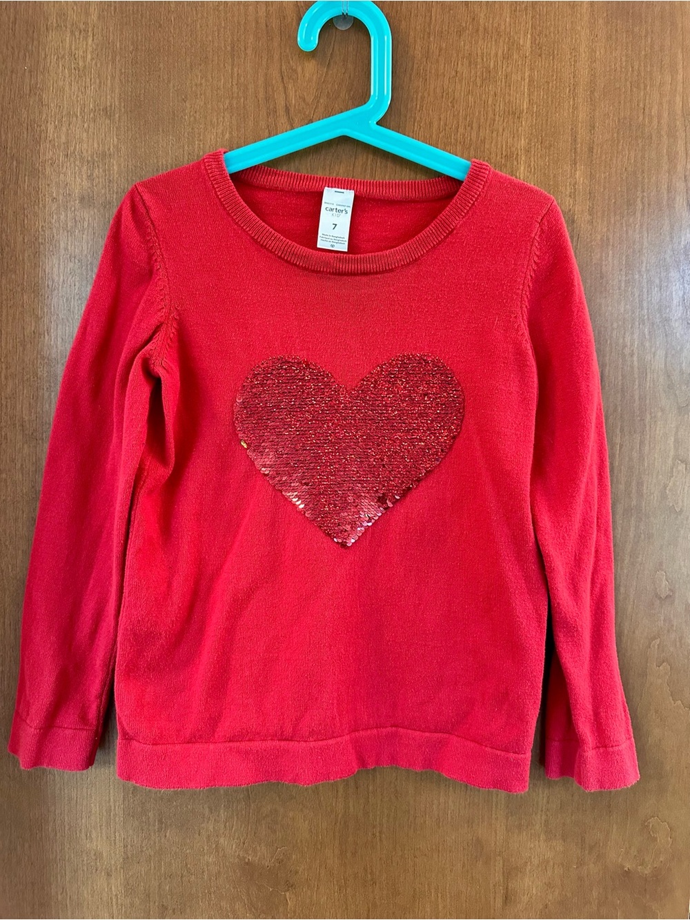 Carter's Red Long-Sleeve Top with Sequin Heart